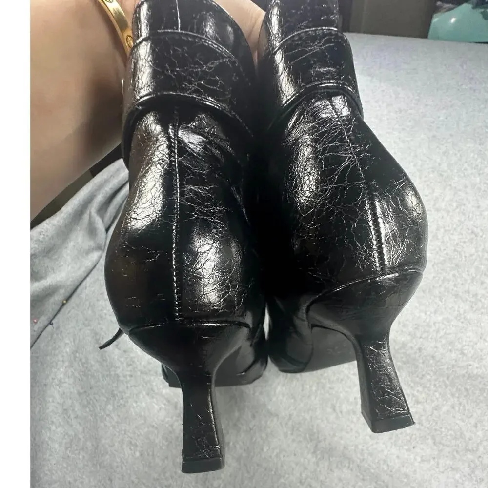 Ankle Boot Crinkle Patent Kitten Heel